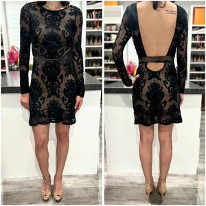 For Love & Lemons Black Nude Lace Mini Dress $248